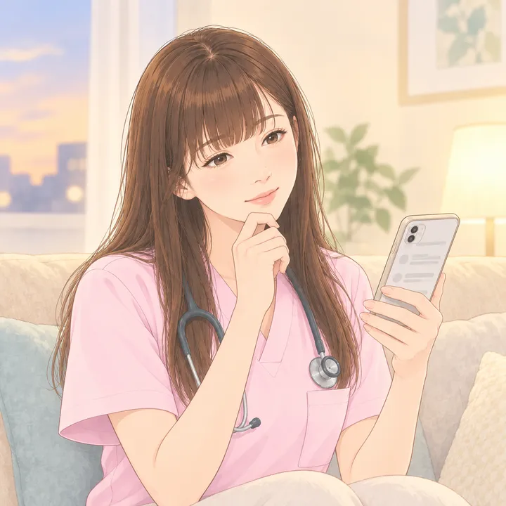 自宅で求人を開いたまま、次の職場の人間関係を心配する看護師
